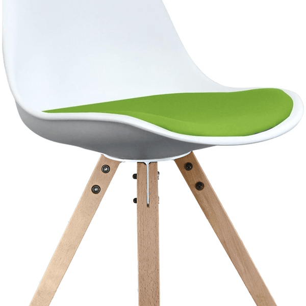 Soho White and Green Dining Chair with Square Pyramid Light Wood Legs