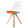 Soho White and Orange Dining Chair with Square Pyramid Light Wood Legs