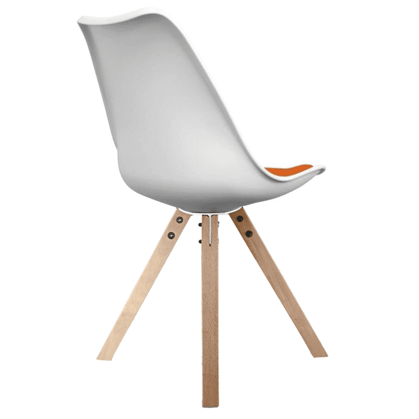 Soho White and Orange Dining Chair with Square Pyramid Light Wood Legs