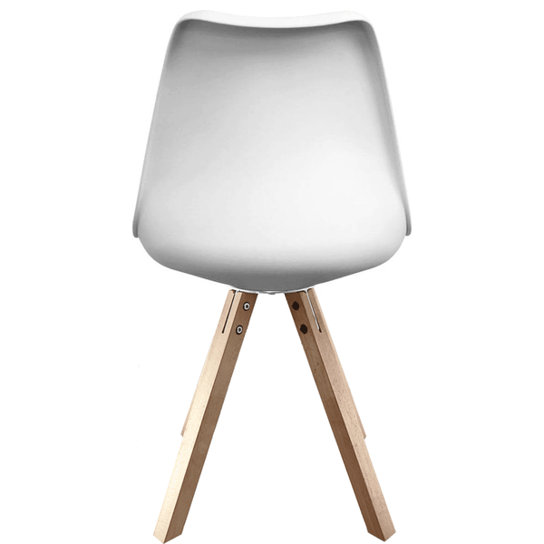 Soho White and Orange Dining Chair with Square Pyramid Light Wood Legs
