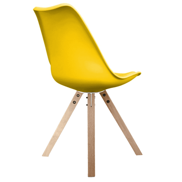 Soho Yellow Plastic Dining Chair with Square Pyramid Light Wood Legs