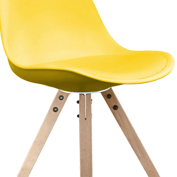Soho Yellow Plastic Dining Chair with Square Pyramid Light Wood Legs