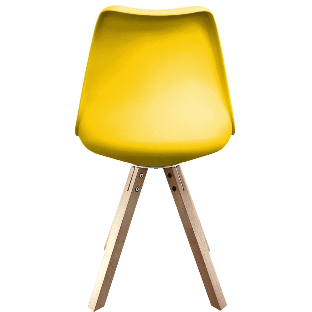 Soho Yellow Plastic Dining Chair with Square Pyramid Light Wood Legs