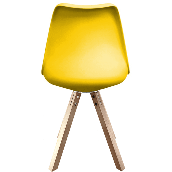 Soho Yellow Plastic Dining Chair with Square Pyramid Light Wood Legs