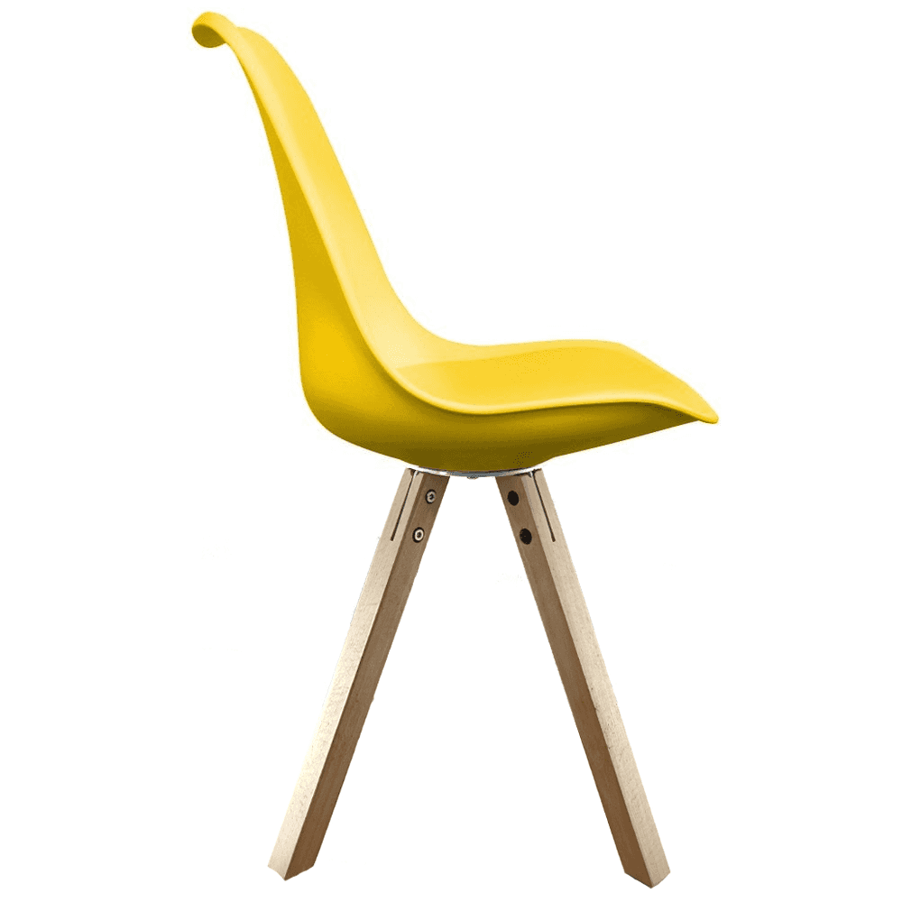Soho Yellow Plastic Dining Chair with Square Pyramid Light Wood Legs