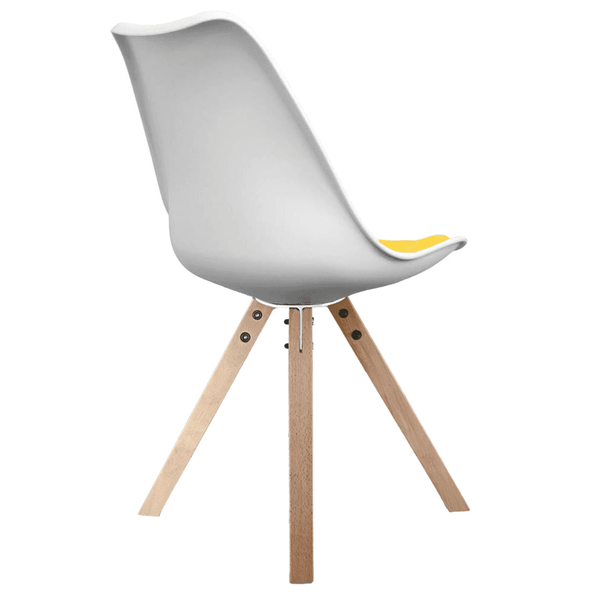 Soho White and Yellow Dining Chair with Square Pyramid Light Wood Legs