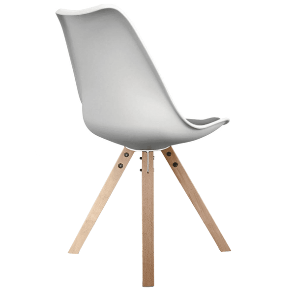 Soho White and Dark Grey Dining Chair with Square Pyramid Light Wood Legs