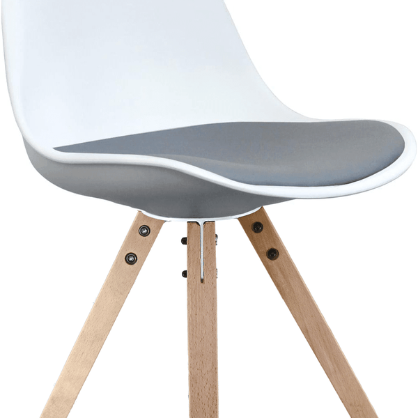 Soho White and Dark Grey Dining Chair with Square Pyramid Light Wood Legs