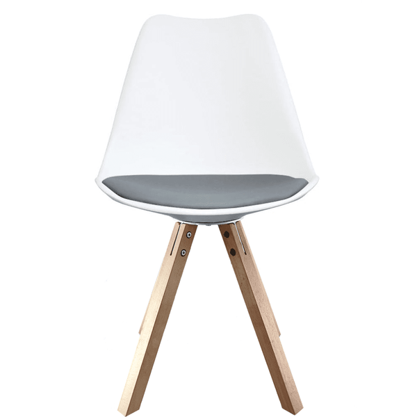 Soho White and Dark Grey Dining Chair with Square Pyramid Light Wood Legs