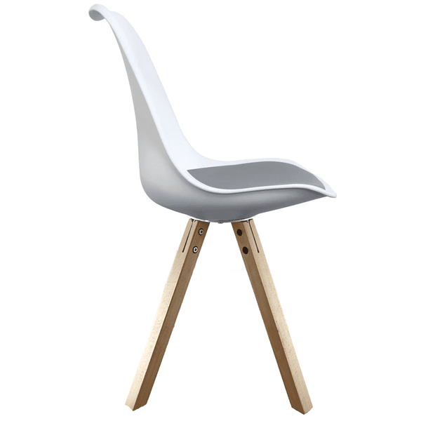 Soho White and Dark Grey Dining Chair with Square Pyramid Light Wood Legs
