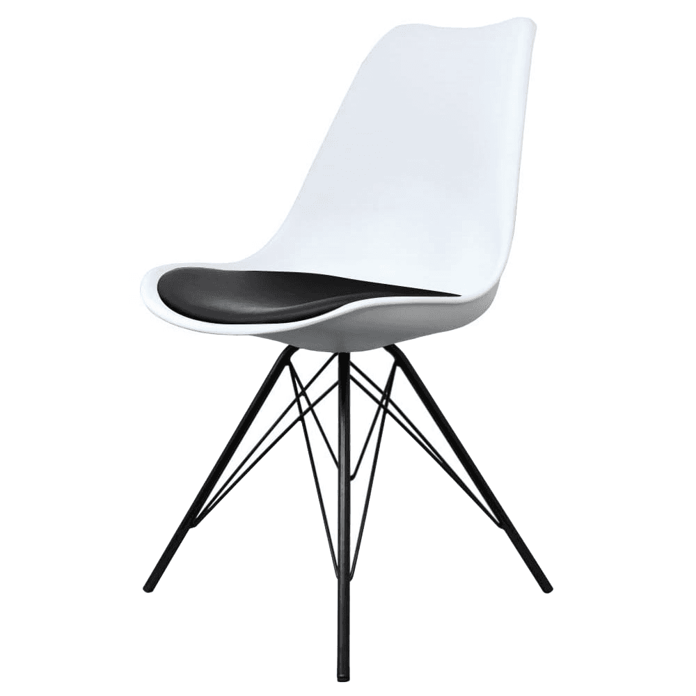 Soho White and Black Dining Chair with Black Metal Legs