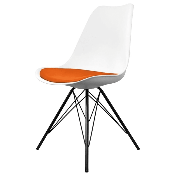 Soho White and Orange Dining Chair with Black Metal Legs
