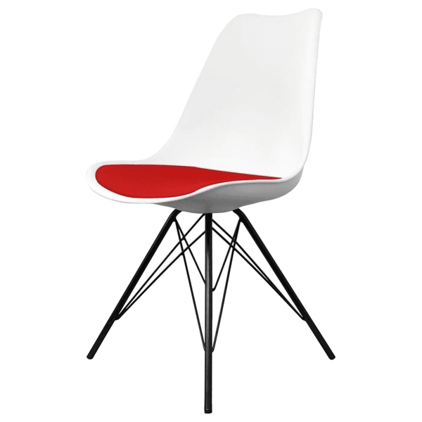 Soho White and Red Dining Chair with Black Metal Legs