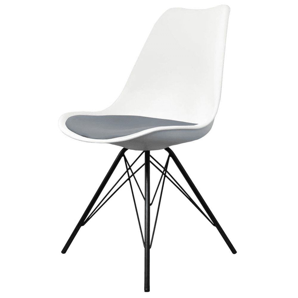Soho White and Dark Grey Dining Chair with Black Metal Legs