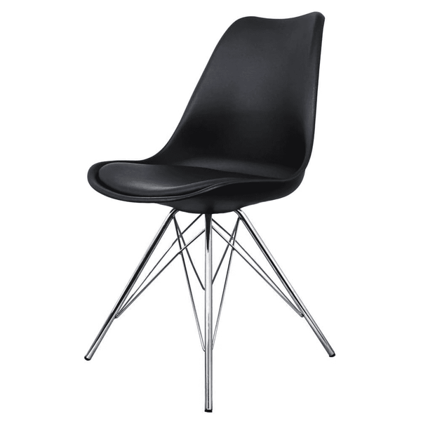 OUTLET Soho Black Plastic Dining Chair with Chrome Metal Legs