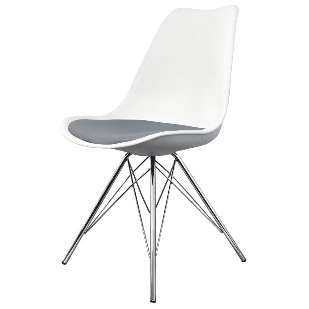 Soho White and Dark Grey Dining Chair with Chrome Metal Legs