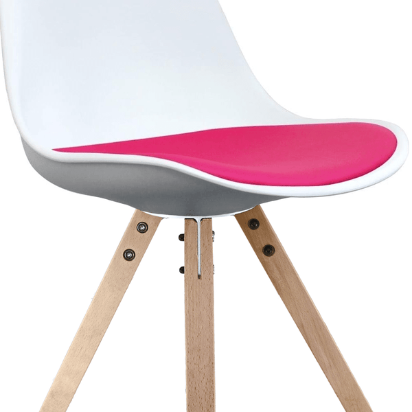 Soho White and Bright Pink Dining Chair with Square Pyramid Light Wood Legs