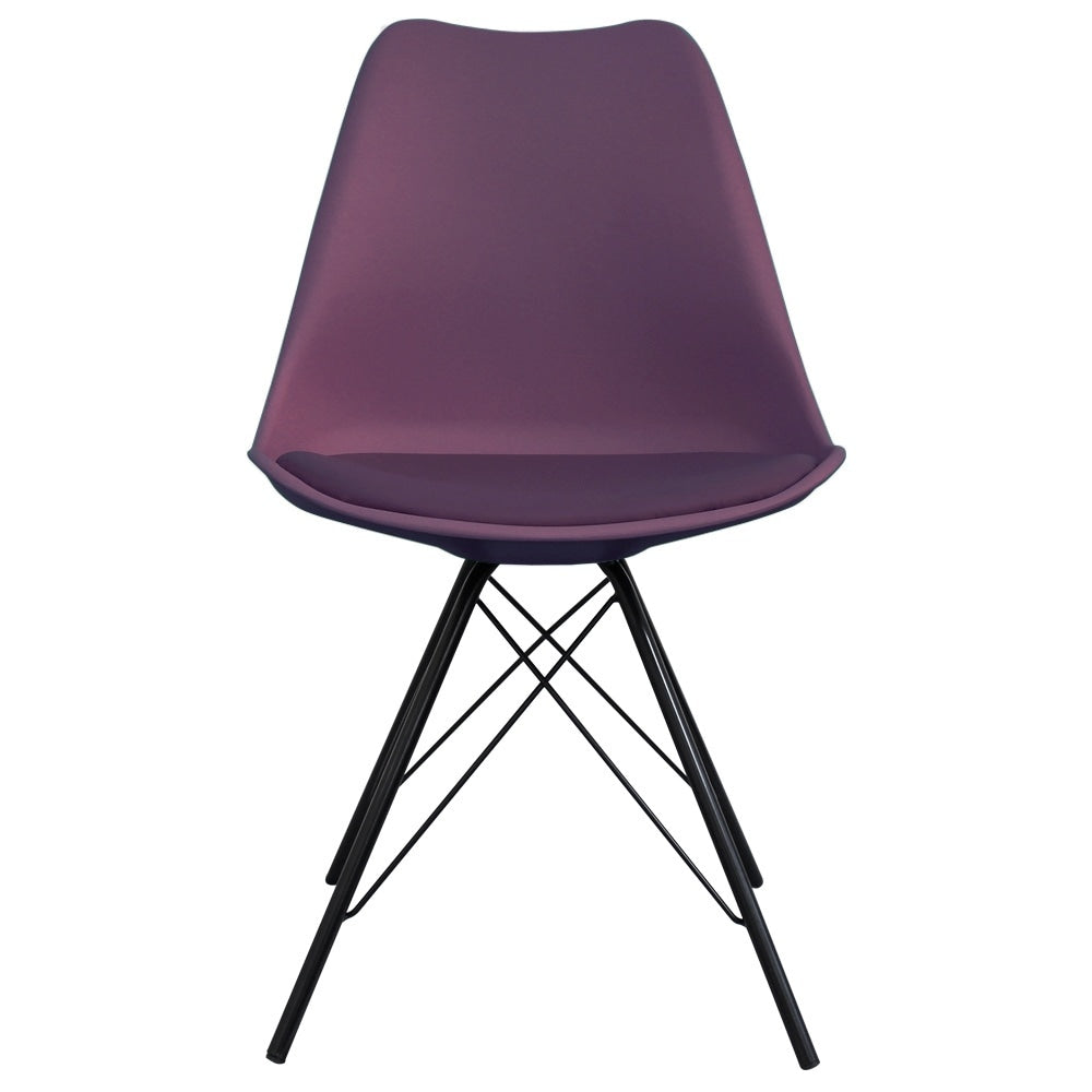 OUTLET Soho Aubergine Purple Plastic Dining Chair with Black Metal Legs