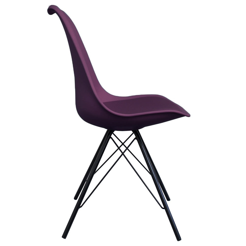 OUTLET Soho Aubergine Purple Plastic Dining Chair with Black Metal Legs