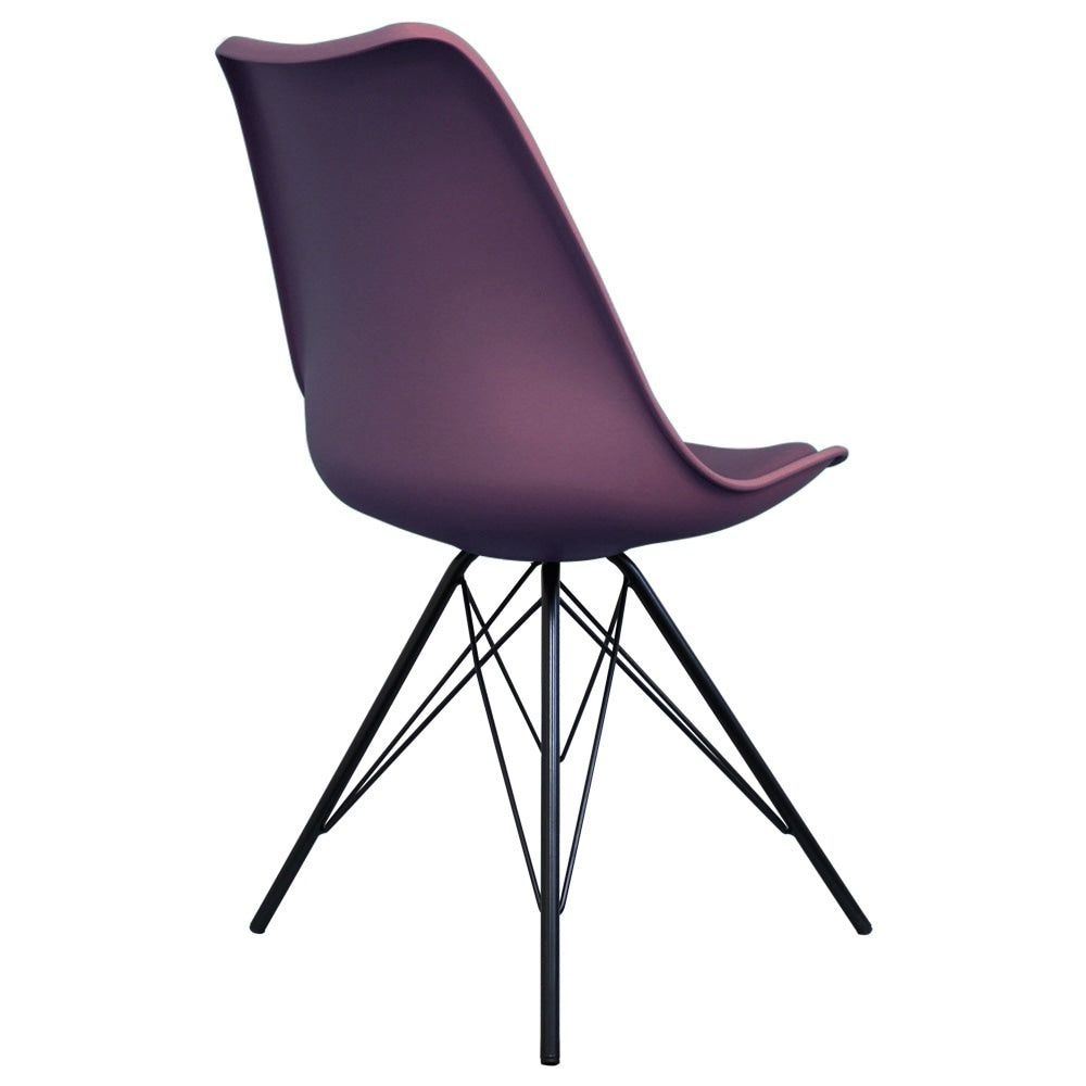 OUTLET Soho Aubergine Purple Plastic Dining Chair with Black Metal Legs