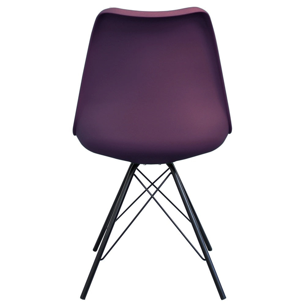 OUTLET Soho Aubergine Purple Plastic Dining Chair with Black Metal Legs