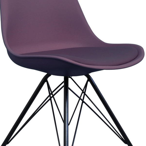 OUTLET Soho Aubergine Purple Plastic Dining Chair with Black Metal Legs