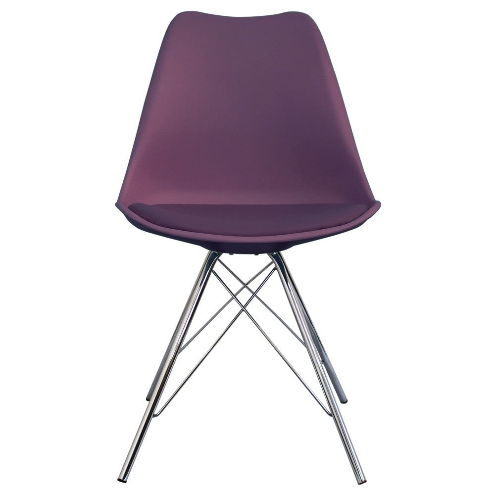 OUTLET Soho Aubergine Purple Plastic Dining Chair with Chrome Metal Legs