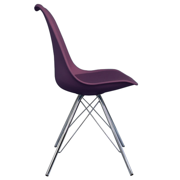 OUTLET Soho Aubergine Purple Plastic Dining Chair with Chrome Metal Legs