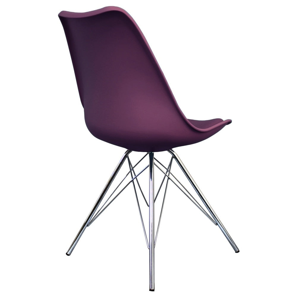 OUTLET Soho Aubergine Purple Plastic Dining Chair with Chrome Metal Legs