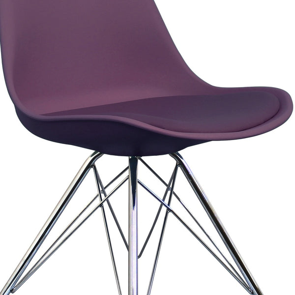 OUTLET Soho Aubergine Purple Plastic Dining Chair with Chrome Metal Legs