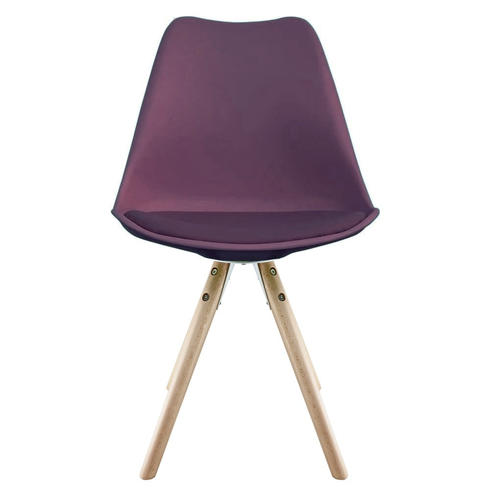 Soho Aubergine Purple Plastic Dining Chair with Pyramid Light Wood Legs
