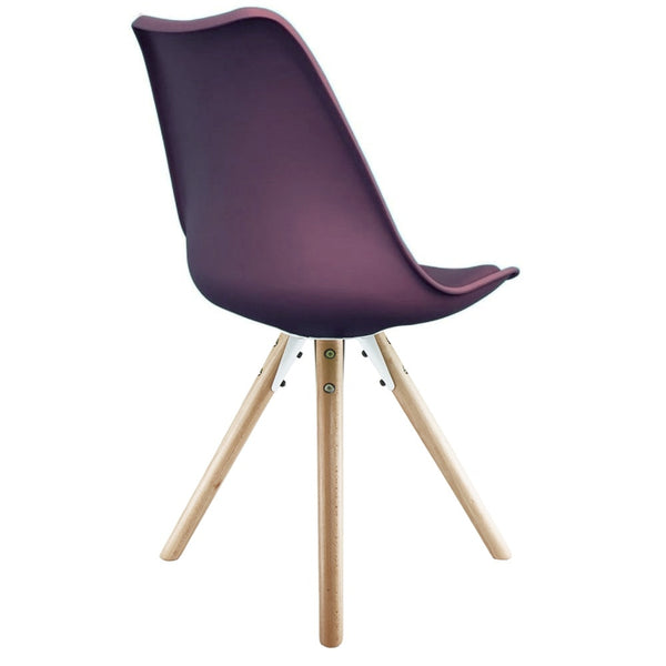 Soho Aubergine Purple Plastic Dining Chair with Pyramid Light Wood Legs
