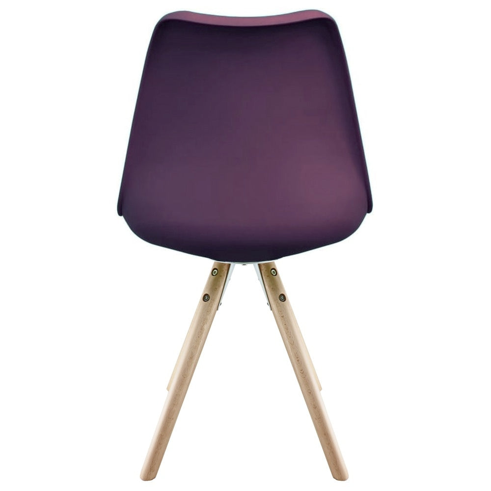 Soho Aubergine Purple Plastic Dining Chair with Pyramid Light Wood Legs