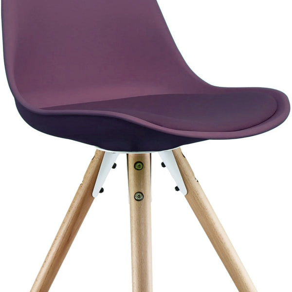 Soho Aubergine Purple Plastic Dining Chair with Pyramid Light Wood Legs