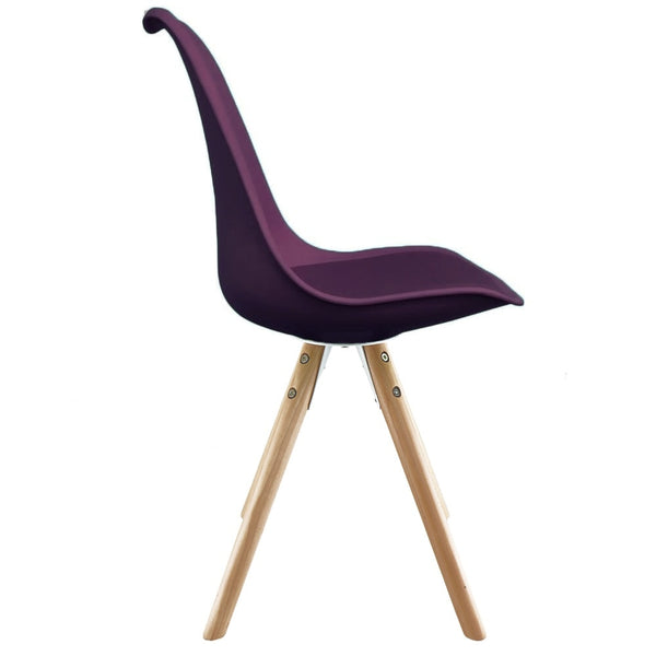 Soho Aubergine Purple Plastic Dining Chair with Pyramid Light Wood Legs