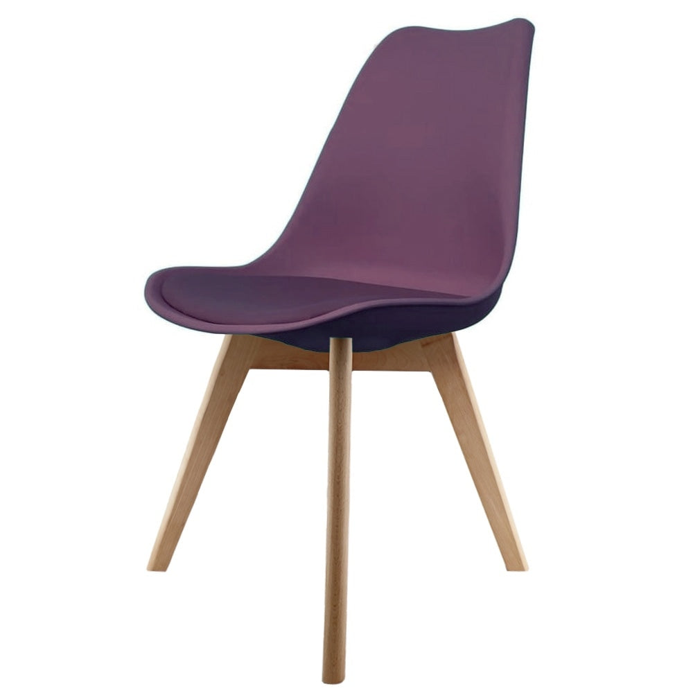 Soho Aubergine Purple Plastic Dining Chair with Squared Light Wood Legs