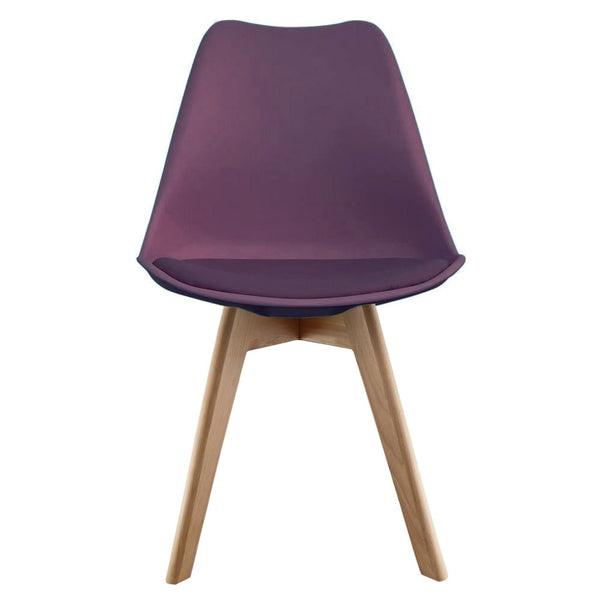 Soho Aubergine Purple Plastic Dining Chair with Squared Light Wood Legs