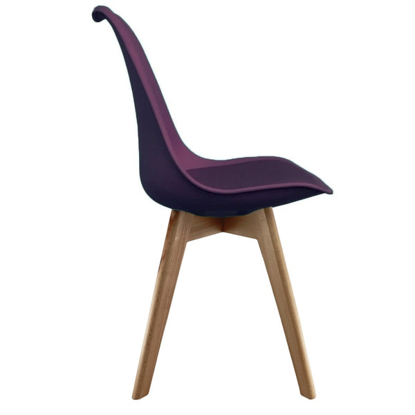 Soho Aubergine Purple Plastic Dining Chair with Squared Light Wood Legs