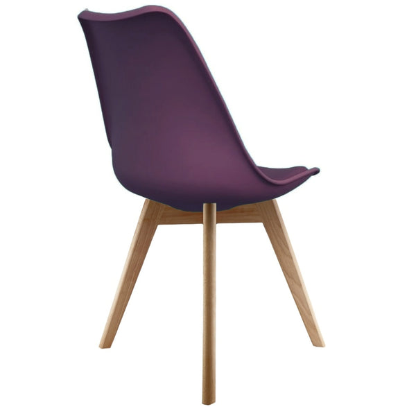 Soho Aubergine Purple Plastic Dining Chair with Squared Light Wood Legs