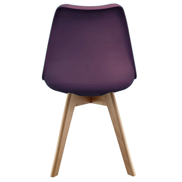 Soho Aubergine Purple Plastic Dining Chair with Squared Light Wood Legs