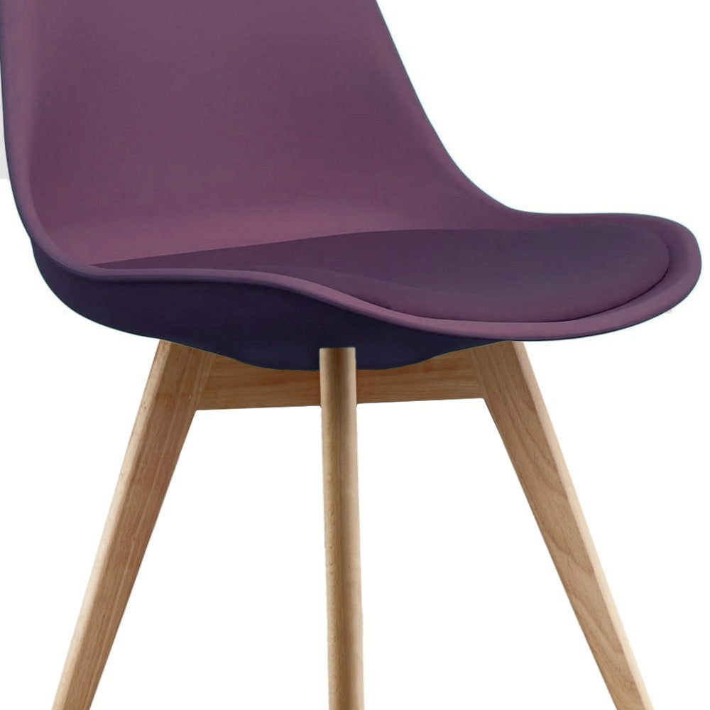 Soho Aubergine Purple Plastic Dining Chair with Squared Light Wood Legs