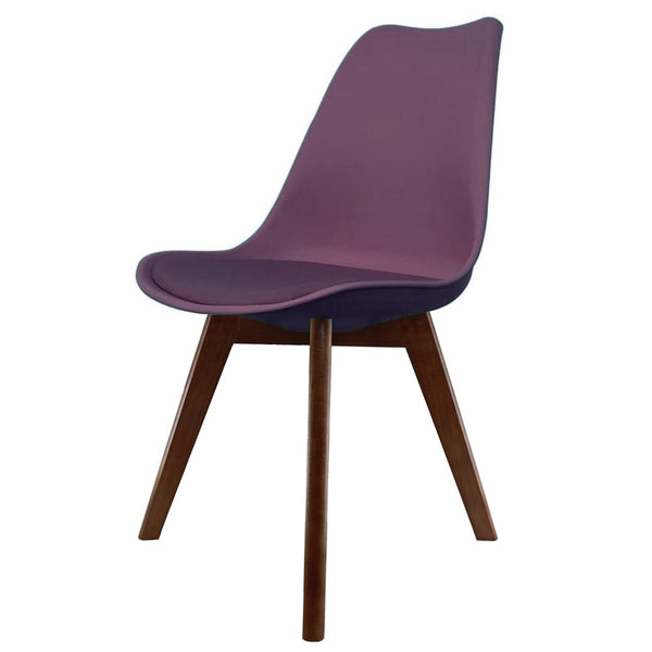 Soho Aubergine Purple Plastic Dining Chair with Squared Dark Wood Legs