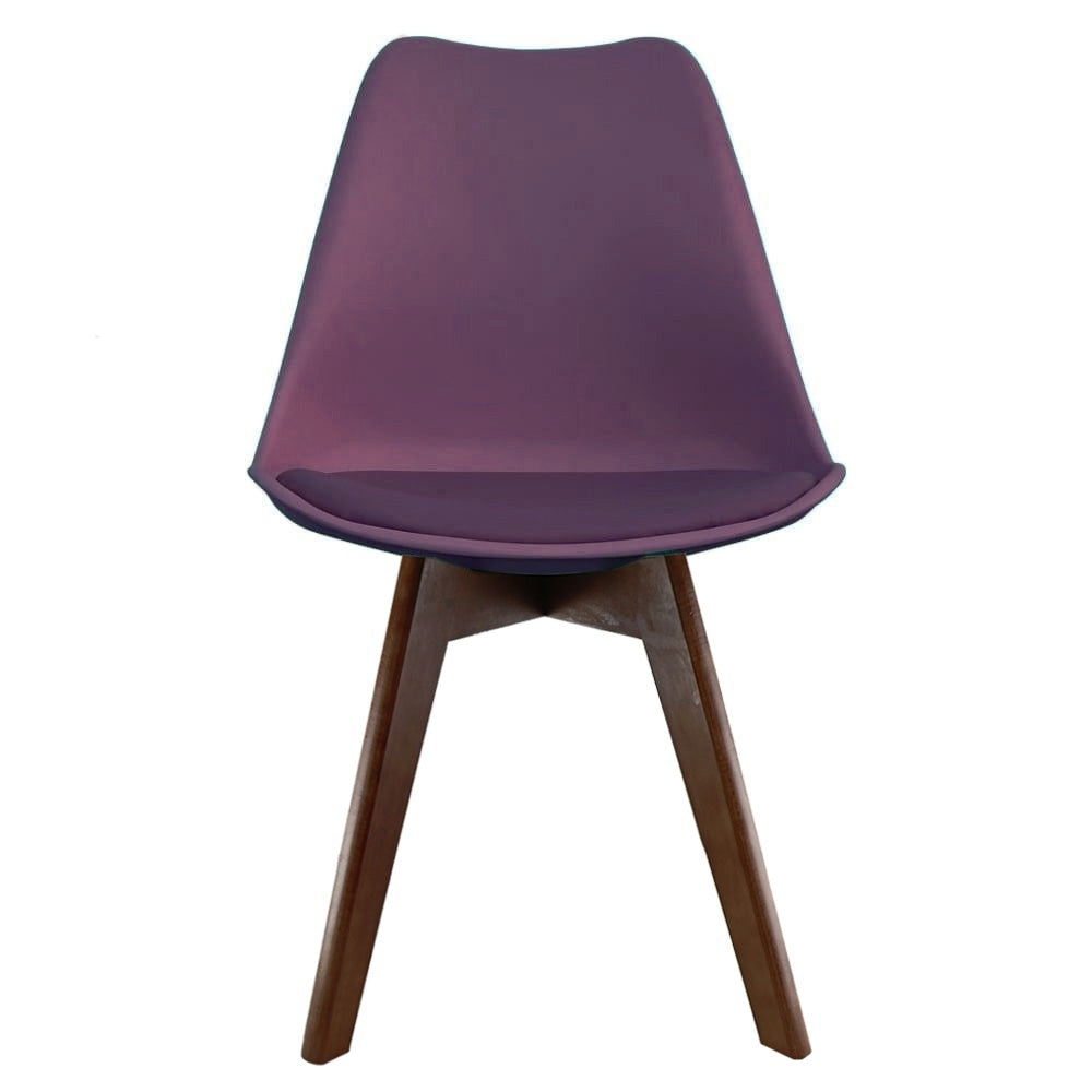 Soho Aubergine Purple Plastic Dining Chair with Squared Dark Wood Legs