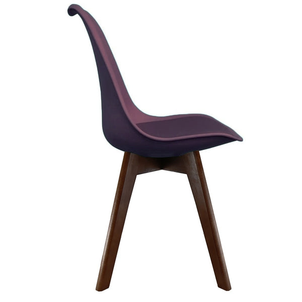 Soho Aubergine Purple Plastic Dining Chair with Squared Dark Wood Legs