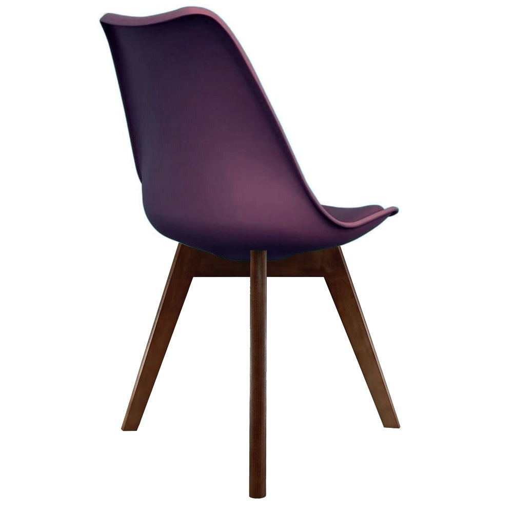 Soho Aubergine Purple Plastic Dining Chair with Squared Dark Wood Legs