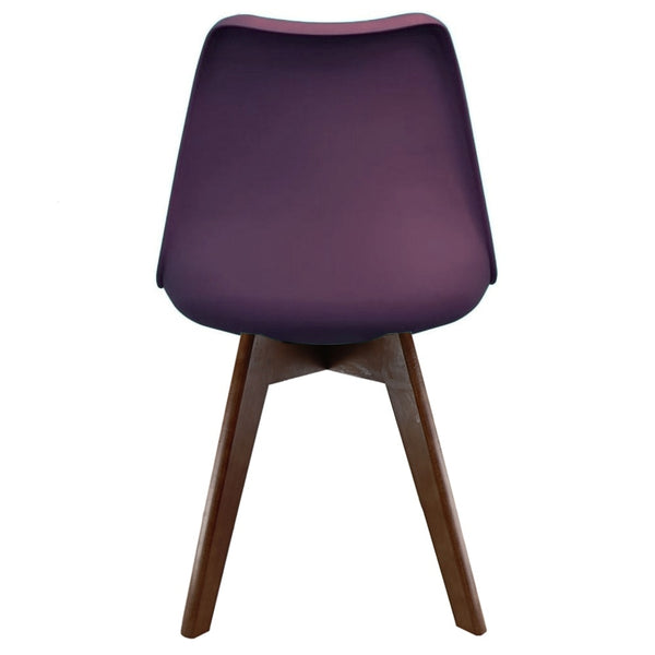 Soho Aubergine Purple Plastic Dining Chair with Squared Dark Wood Legs