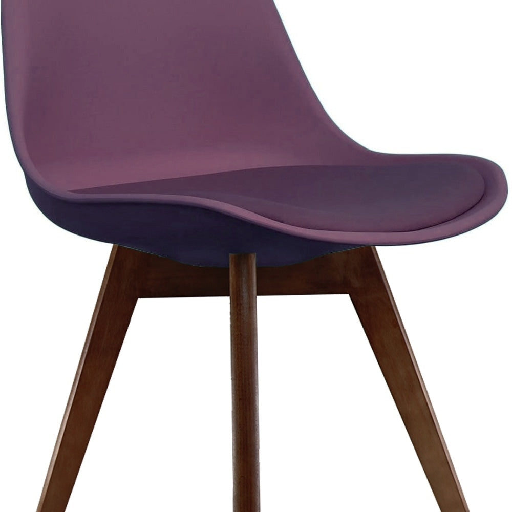 Soho Aubergine Purple Plastic Dining Chair with Squared Dark Wood Legs
