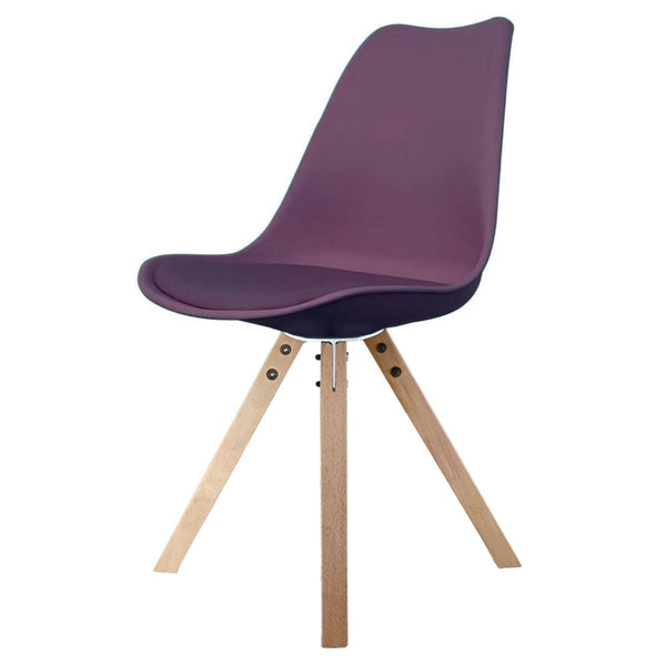Soho Aubergine Purple Plastic Dining Chair with Square Pyramid Light Wood Legs
