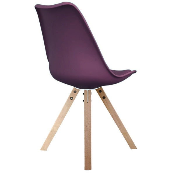 Soho Aubergine Purple Plastic Dining Chair with Square Pyramid Light Wood Legs