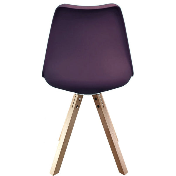 Soho Aubergine Purple Plastic Dining Chair with Square Pyramid Light Wood Legs